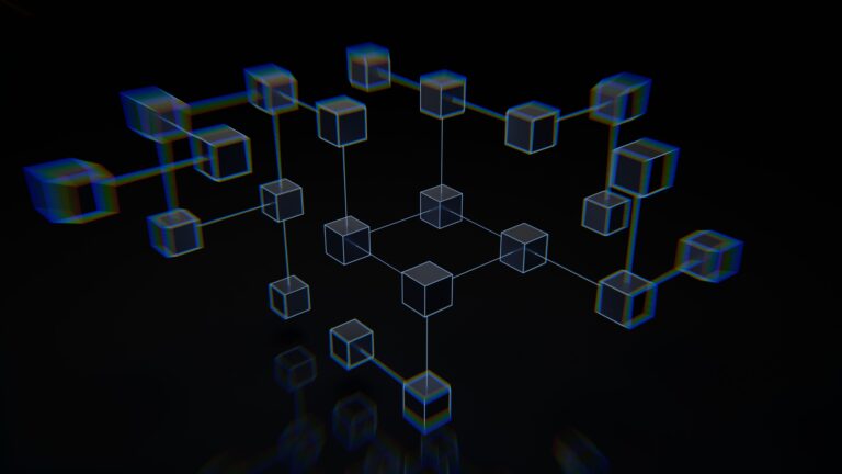 Blockchain concept illustration in 3d